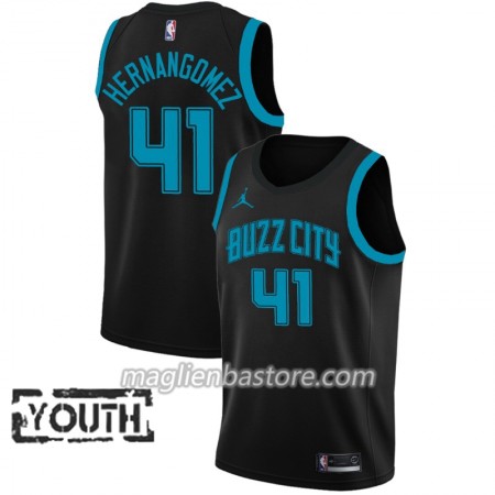 Maglia NBA Charlotte Hornets Willy Hernangomez 41 2018-19 Jordan Brand City Edition Nero Swingman - Bambino